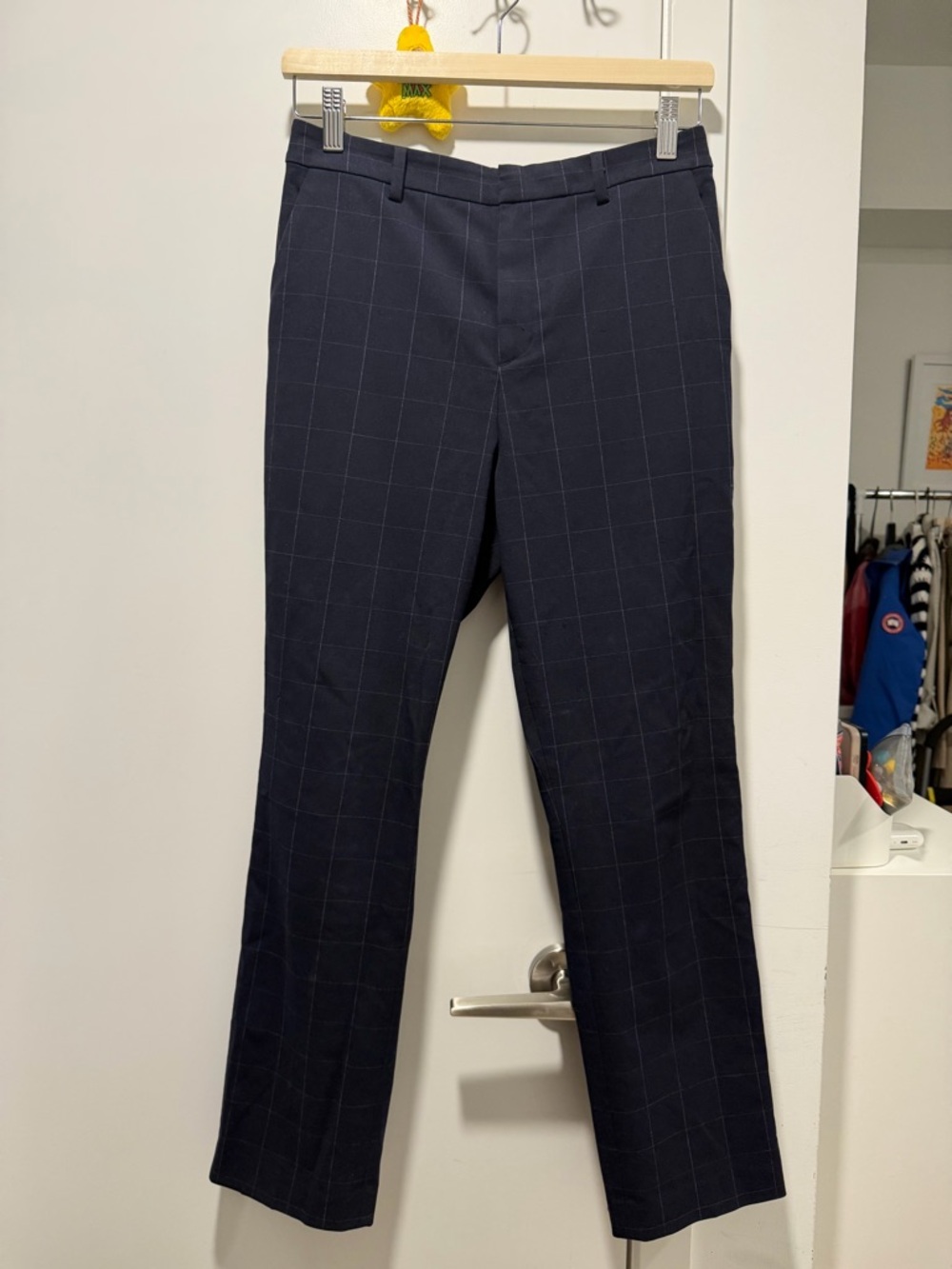 Women’s Navy Windowpane Dress Pants